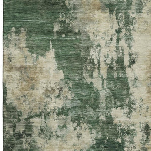 HomeRoots 8' Fern Green Abstract Washable Round Rug – Durable, Stain Resistant & UV Protected for Everyday Use 716945