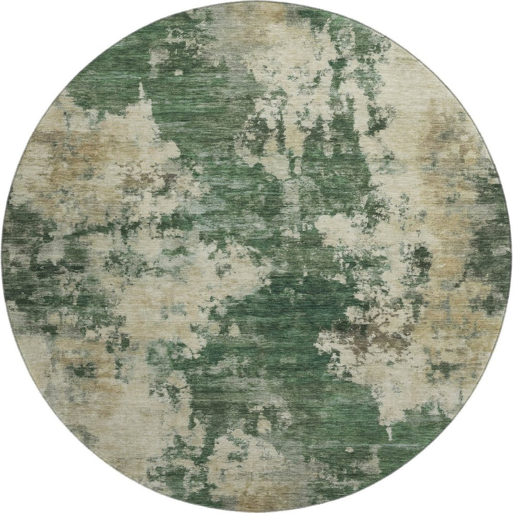 HomeRoots 8' X 10' Contemporary Fern Green & Beige Abstract Washable Area Rug with UV Protection & Non-Slip Backing 716946