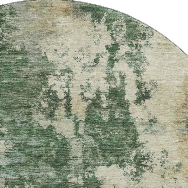 HomeRoots 8' X 10' Contemporary Fern Green & Beige Abstract Washable Area Rug with UV Protection & Non-Slip Backing 716946