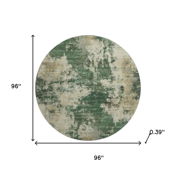 HomeRoots 8' X 10' Contemporary Fern Green & Beige Abstract Washable Area Rug with UV Protection & Non-Slip Backing 716946