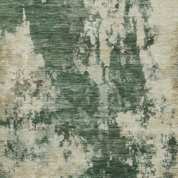 HomeRoots 9' X 12' Fern Green & Beige Abstract Washable Area Rug – UV Protected, Stain-Resistant Comfort! 716947