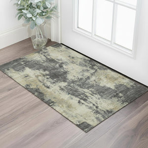 HomeRoots 5' X 8' Gray And Beige Abstract Washable Area Rug – Stylish, Durable, UV-Protected for Modern Spaces 716950