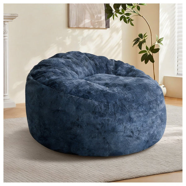 English Elm Ultra-comfort Oversized Bean Bag Floor Chair with Foam Bead Fill for Gaming Reading Lounge Blue W3737P459107