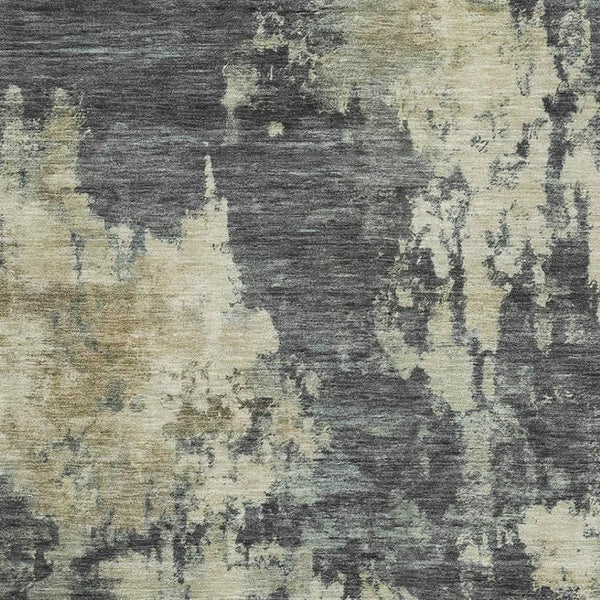 HomeRoots 8' Gray and Beige Abstract Washable Round Rug - Stylish, Stain Resistant, UV Protected for Any Room 716951