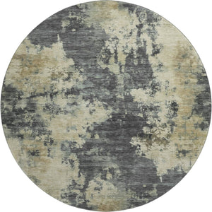 HomeRoots 8' X 10' Modern Gray and Beige Abstract Washable Area Rug – UV Protected, Durable, Easy Care Design 716952