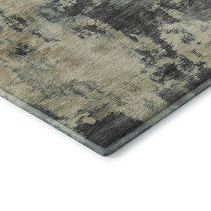 HomeRoots 8' X 10' Modern Gray and Beige Abstract Washable Area Rug – UV Protected, Durable, Easy Care Design 716952