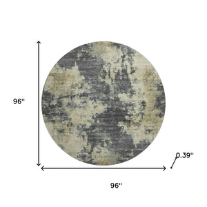 HomeRoots 8' X 10' Modern Gray and Beige Abstract Washable Area Rug – UV Protected, Durable, Easy Care Design 716952