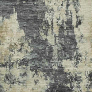 HomeRoots 10' Gray and Beige Abstract Area Rug - Washable, UV-Protected, Stain-Resistant, Durable & Stylish! 716954