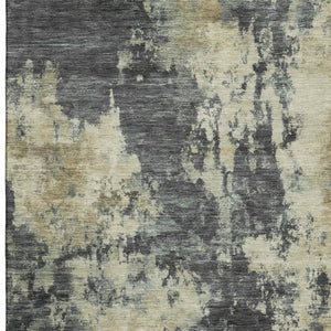 HomeRoots 10' Gray and Beige Abstract Area Rug - Washable, UV-Protected, Stain-Resistant, Durable & Stylish! 716954