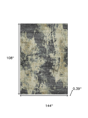HomeRoots 10' Gray and Beige Abstract Area Rug - Washable, UV-Protected, Stain-Resistant, Durable & Stylish! 716954
