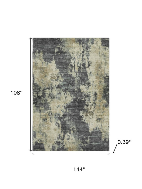HomeRoots 10' Gray and Beige Abstract Area Rug - Washable, UV-Protected, Stain-Resistant, Durable & Stylish! 716954
