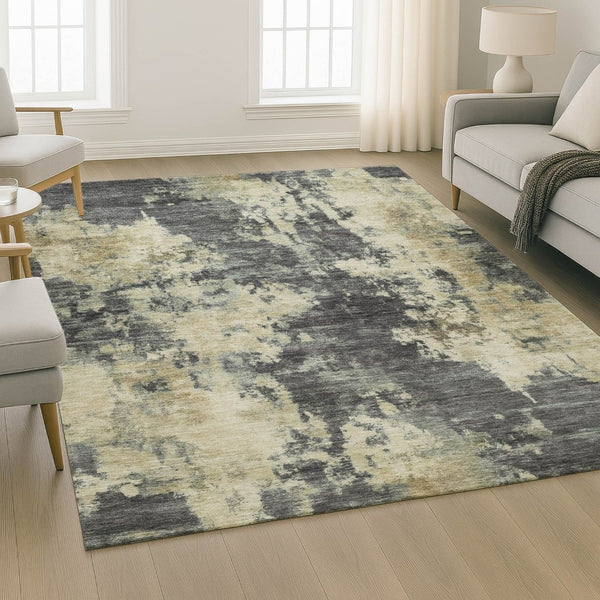 HomeRoots 10' Gray and Beige Abstract Area Rug - Washable, UV-Protected, Stain-Resistant, Durable & Stylish! 716954