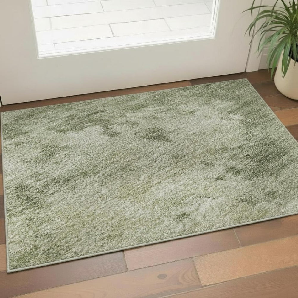 HomeRoots 5' X 8' Sage & Beige Abstract Washable Area Rug - Durable UV Protected Design for Busy Homes 716962