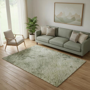 HomeRoots 8' Sage and Beige Abstract Round Rug - UV Protected, Washable, Non-Slip, Perfect for Modern Spaces! 716963