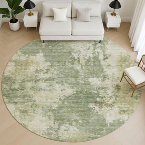 HomeRoots 8' X 10' Sage and Beige Abstract Washable Area Rug - Durable, Stain Resistant, UV Protected Design 716964