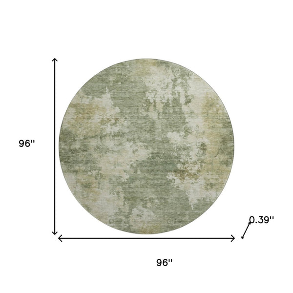 HomeRoots 8' X 10' Sage and Beige Abstract Washable Area Rug - Durable, Stain Resistant, UV Protected Design 716964