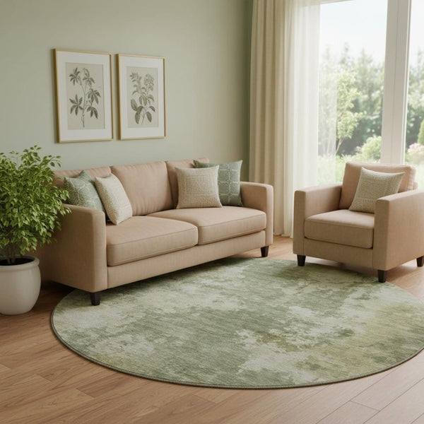 HomeRoots 8' X 10' Sage and Beige Abstract Washable Area Rug - Durable, Stain Resistant, UV Protected Design 716964