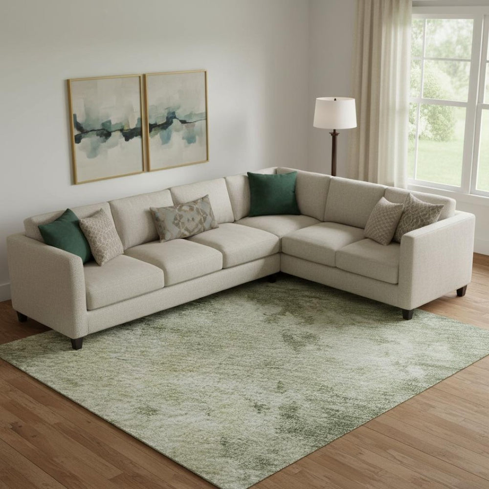 HomeRoots 9' X 12' Modern Abstract Sage & Beige Area Rug - Washable, Stain-Resistant, UV Protected & Stylish! 716965