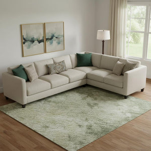 HomeRoots 9' X 12' Modern Abstract Sage & Beige Area Rug - Washable, Stain-Resistant, UV Protected & Stylish! 716965