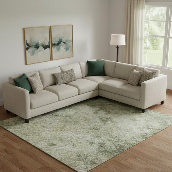 HomeRoots 9' X 12' Modern Abstract Sage & Beige Area Rug - Washable, Stain-Resistant, UV Protected & Stylish! 716965