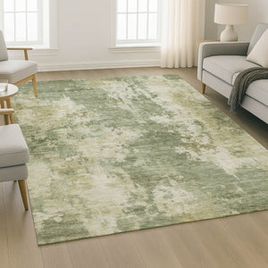 HomeRoots 9' X 12' Modern Abstract Sage & Beige Area Rug - Washable, Stain-Resistant, UV Protected & Stylish! 716965