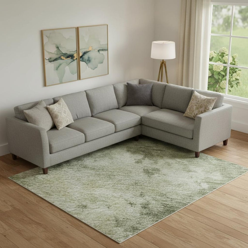 HomeRoots 10' X 14' Sage and Beige Abstract Area Rug - Washable, UV-Protected, Pet-Friendly for Stylish Homes 716966