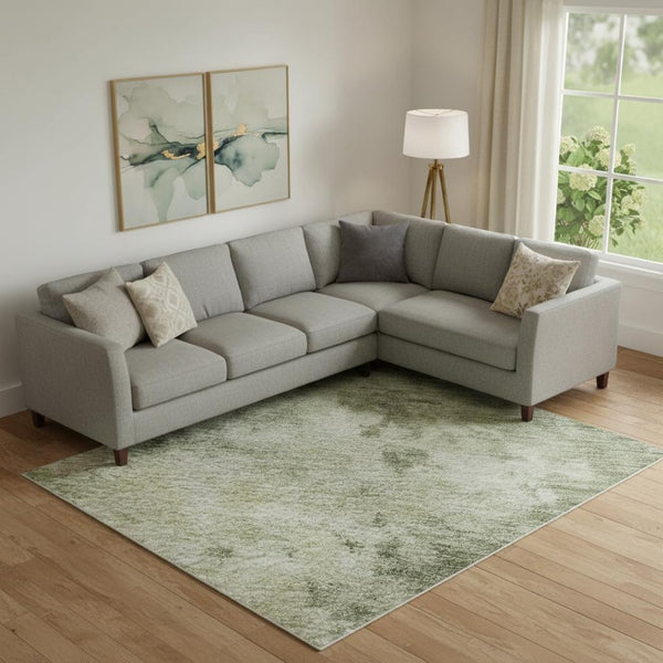 HomeRoots 10' X 14' Sage and Beige Abstract Area Rug - Washable, UV-Protected, Pet-Friendly for Stylish Homes 716966