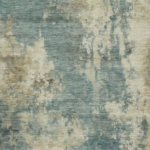 HomeRoots 5' X 8' Teal and Beige Abstract Area Rug – Washable, UV Resistant, Stylish & Durable for Any Space 716968