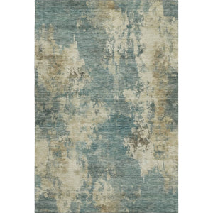 HomeRoots 8' Teal and Beige Abstract Washable Round Rug - Modern Design with UV Protection and Stain Resistance 716969