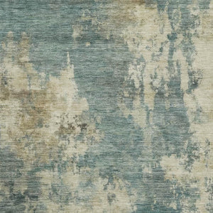 HomeRoots 8' Teal and Beige Abstract Washable Round Rug - Modern Design with UV Protection and Stain Resistance 716969