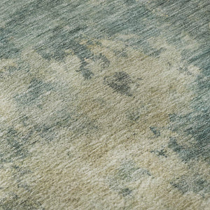 HomeRoots 8' Teal and Beige Abstract Washable Round Rug - Modern Design with UV Protection and Stain Resistance 716969