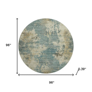 HomeRoots 8' X 10' Teal and Beige Abstract Area Rug – Washable, UV Protected, Stylish for Living Spaces! 716970