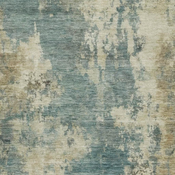 HomeRoots 10' Teal and Beige Abstract Area Rug - Washable, UV-Protected, Durable for High-Traffic Spaces 716972