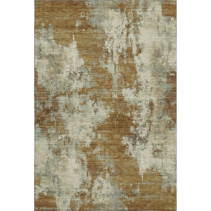 HomeRoots 8' Abstract Terra Cotta & Beige Washable Round Rug - UV Protected, Soft, Durable, Machine-Washable 716975