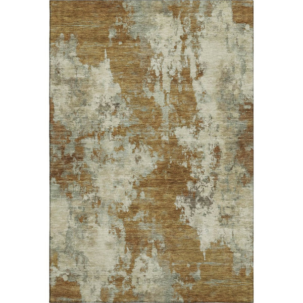 HomeRoots 8' Abstract Terra Cotta & Beige Washable Round Rug - UV Protected, Soft, Durable, Machine-Washable 716975