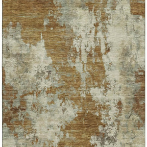HomeRoots 8' Abstract Terra Cotta & Beige Washable Round Rug - UV Protected, Soft, Durable, Machine-Washable 716975