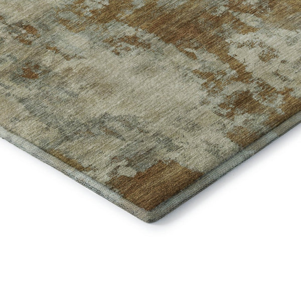HomeRoots 8' Abstract Terra Cotta & Beige Washable Round Rug - UV Protected, Soft, Durable, Machine-Washable 716975