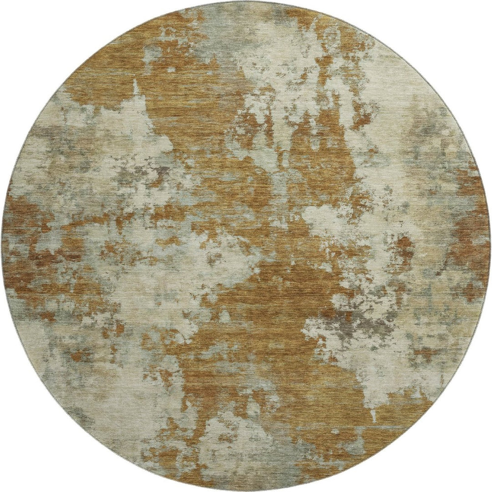 HomeRoots 8' X 10' Terra Cotta and Beige Abstract Machine Washable Area Rug with UV Protection & Durability 716976