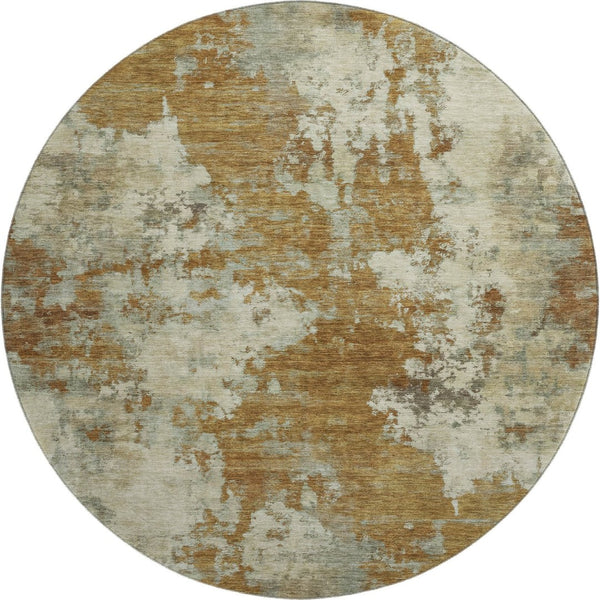 HomeRoots 8' X 10' Terra Cotta and Beige Abstract Machine Washable Area Rug with UV Protection & Durability 716976