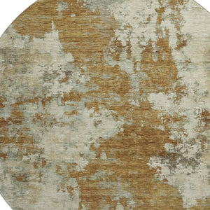 HomeRoots 8' X 10' Terra Cotta and Beige Abstract Machine Washable Area Rug with UV Protection & Durability 716976