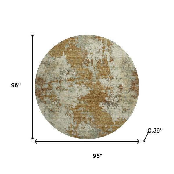 HomeRoots 8' X 10' Terra Cotta and Beige Abstract Machine Washable Area Rug with UV Protection & Durability 716976