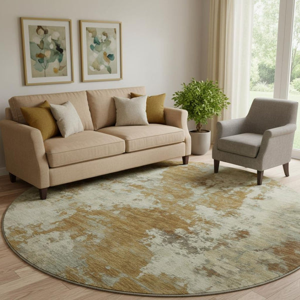 HomeRoots 8' X 10' Terra Cotta and Beige Abstract Machine Washable Area Rug with UV Protection & Durability 716976
