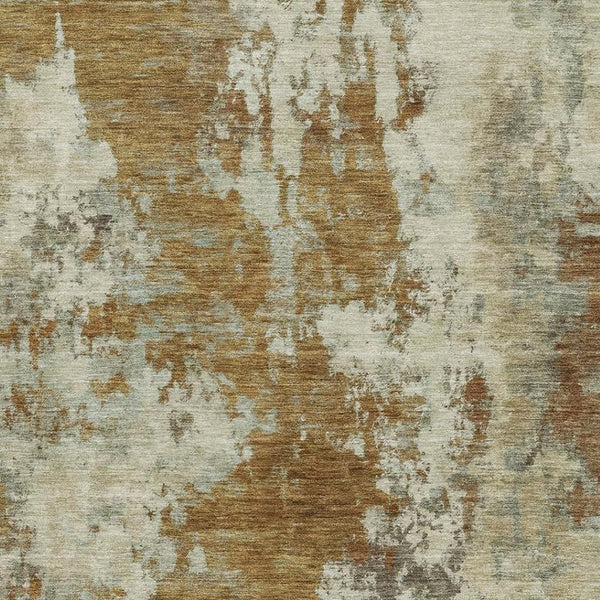 HomeRoots 9' X 12' Terra Cotta & Beige Abstract Washable Area Rug – UV Protected, Durable, Modern Design! 716977