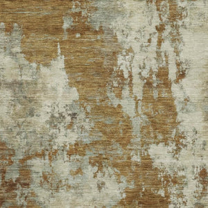 HomeRoots 10' X 14' Terra Cotta and Beige Abstract Area Rug - Washable, UV Protected, Durable for Family Spaces 716978