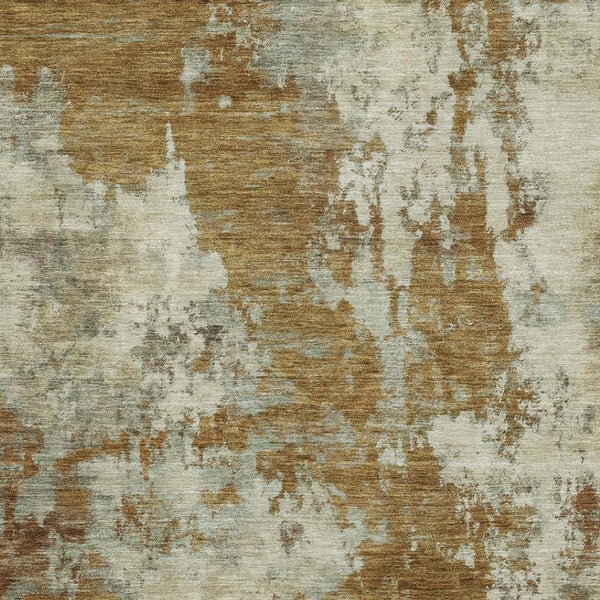HomeRoots 10' X 14' Terra Cotta and Beige Abstract Area Rug - Washable, UV Protected, Durable for Family Spaces 716978