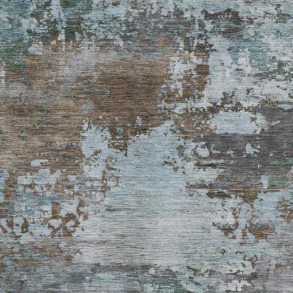 HomeRoots 5' X 8' Stylish Brown and Blue Abstract Area Rug - Washable, UV Protected, Ideal for Busy Homes! 716980