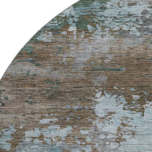 HomeRoots 8' X 10' Stylish Brown and Blue Abstract Area Rug - Washable, UV Protected, and Kid-Friendly Design 716982