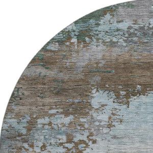 HomeRoots 8' X 10' Stylish Brown and Blue Abstract Area Rug - Washable, UV Protected, and Kid-Friendly Design 716982