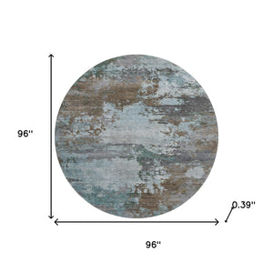 HomeRoots 8' X 10' Stylish Brown and Blue Abstract Area Rug - Washable, UV Protected, and Kid-Friendly Design 716982