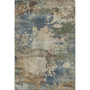 HomeRoots 5' X 8' Washable Blue & Beige Abstract Area Rug – Durable, Stain-Resistant, UV Protected for Homes 716986